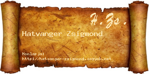Hatvanger Zsigmond névjegykártya